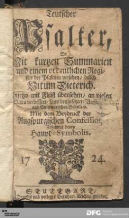 Teutscher Psalter
