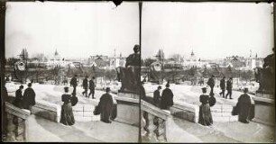 Paris, Weltausstellung 1900, Blick vom Trocadéro-Palast auf die Baumaßnahmen