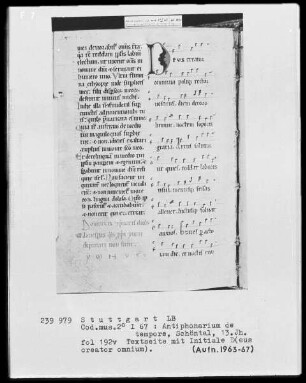 Antiphonarium de Tempore (Zisterzienserhandschrift) — Initiale D(eus creator omnium), Folio 192verso