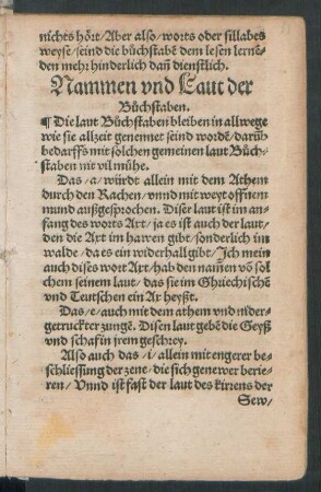 Nammen und Laut der Buchstaben.