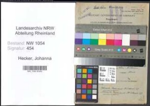 Entnazifizierung Johanna Hecker , geb. 27.03.1890 ()