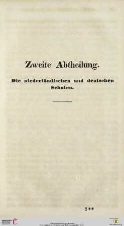 Zweite Abtheilung: Die niederländischen und deutschen Schulen
