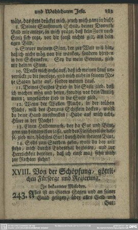XVIII. Von der Schöpfung, göttlichen Fürsorge und Regierung