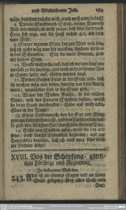 XVIII. Von der Schöpfung, göttlichen Fürsorge und Regierung