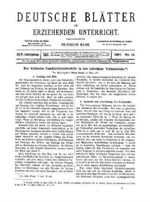 Der biblische Geschichtsunterricht in der 4stufigen Volksschule