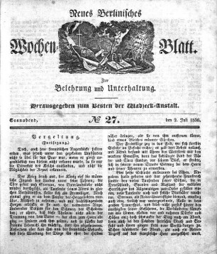 No. 27, Sonnabend, den 2.Juli 1836