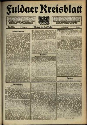 Ausgabe vom Montag, den 03. Oktober 1910.