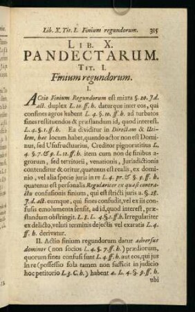 315-330, Tit. I. Finium regundorum - Tit. IV. Ad Exhibendum