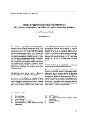 Das Eschweger Becken und seine Randbereiche - Ergebnisse geomorphographischer und hydrochemischer Analysen