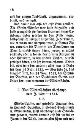 II. Von WiederTäufern überhaupt, vom J. 1521-1534