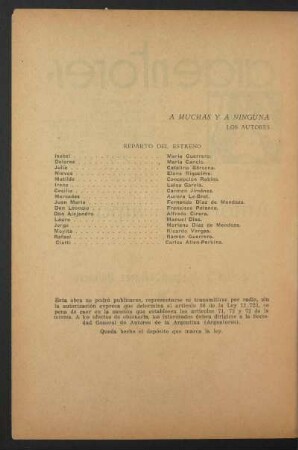 Reparto del estreno