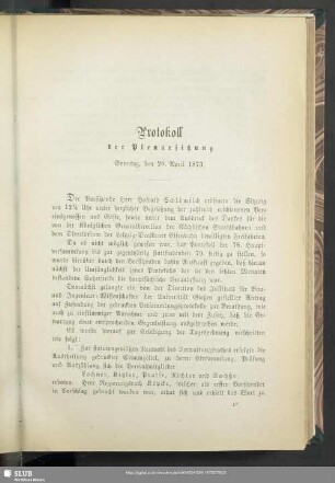 Protokoll der Plenarsitzung