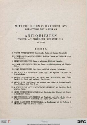 Antiquitäten (Nr. 1-252)