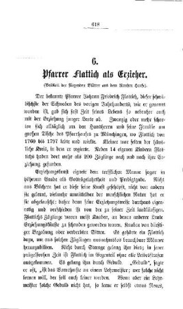 Pfarrer Flattich als Erzieher