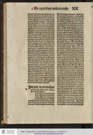 Incipit tractatulus de sex operibus misericordie, et primo de corporalibus.