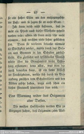Eine Warnung wider das Origanum oder Dosten