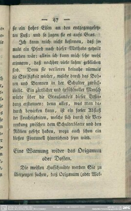 Eine Warnung wider das Origanum oder Dosten