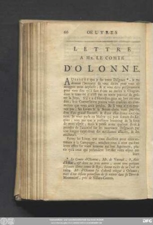 Lettre A Mr. Le Comte D'Olonne.