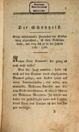 Sammlung auserlesener Schriften, 1. Der Schutzgeist. - Das Grab auf dem Hügel. - Die geheilte Schwärmerin. - Welche Farbe muß man haben, um liebenswürdig zu seyn?. - Briefe eines Einsiedlers an s. Freund. - Was ist grob, und was ist höflich?. - Die kleinste Lüge ist gefährlich. - 1803. - 235 S. : 1 Ill.