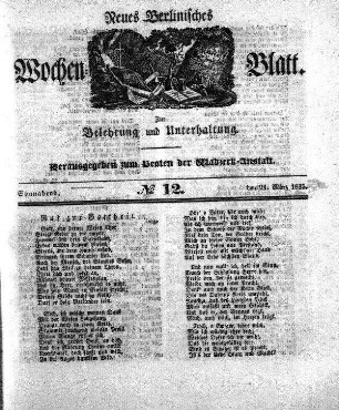 No. 12, Sonnabend, den 21.März 1835