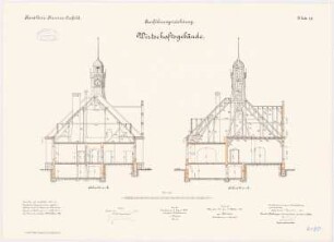 Kavallerie-Kaserne, Krefeld Wirtschaftsgebäude: Querschnitte 1:100