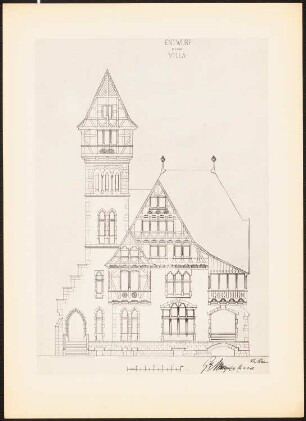 Villa: Ansicht (aus: Drucke von Seminararbeiten der Königlich Technischen Hochschule Berlin, Bd. II)