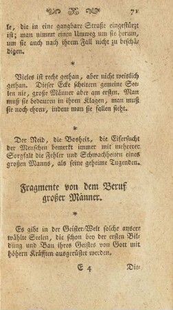 Fragmente von dem Beruf großer Männer