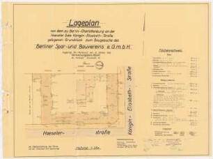 Siedlung Haeselerstraße, Berlin-Charlottenburg: Block 10, Königin-Elisabeth-Straße/Haeselerstraße: Lageplan 1:250