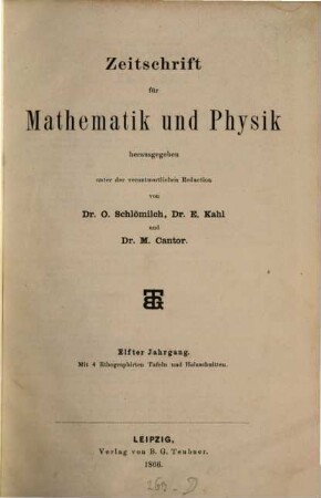 Zeitschrift für Mathematik und Physik : Organ für angewandte Mathematik. 11, 11. 1866