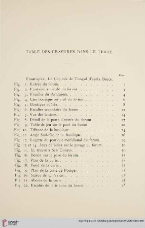 Table des gravures dans le texte