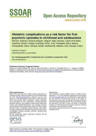 Obstetric complications as a risk factor for first psychotic episodes in childhood and adolescence