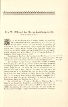 XII. Die Tätigkeit des Marine-Expeditionskorps