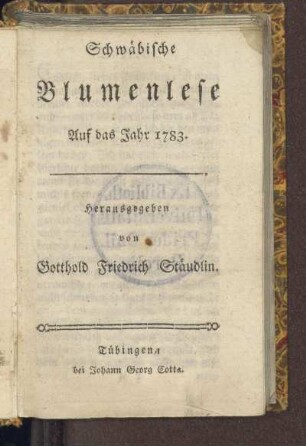 1783: Schwäbische Blumenlese, 1783