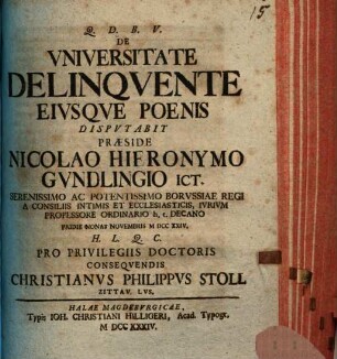 De Vniversitate Delinqvente, Eivsqve Poenis
