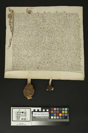 Gimbsheim: Kaufbrief über die von dem St. Paulsstift zu Worms von Brechteln Barfuß erkaufte Güter, Gülte und Rente, die er zu Gimbsheim im Dorf un...