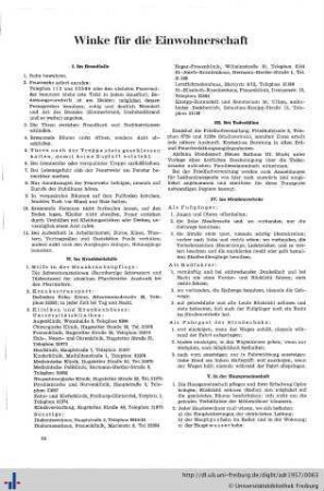 Winke für die Einwohnerschaft, Sehenswertes, Erklärungen der Zeichen und Abkürzungen.