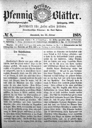 No. 8, Sonnabend, den 22. Februar