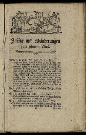Zusätze und Abänderungen zum fünften Theil.