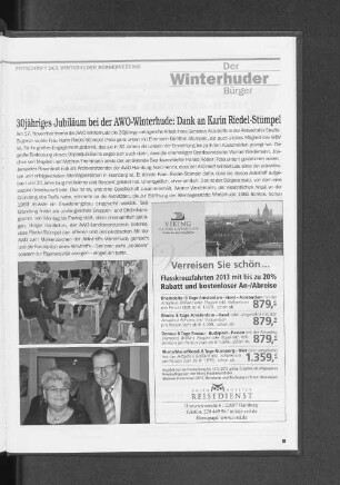 30jähriges Jubiläum bei der AWO-Winterhude: Dank an Karin Riedel-Stümpel