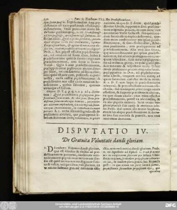 Disputatio IV. De Gratuita Voluntate dandi gloriam.