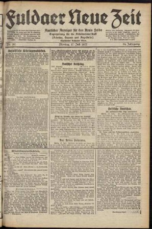 Ausgabe vom Montag, den 17. Juli 1922.