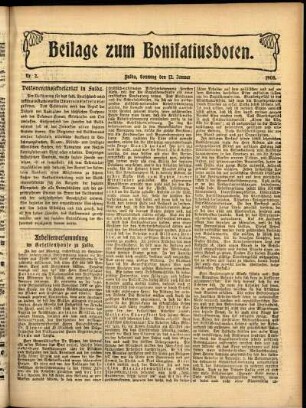 Zweite Ausgabe vom Sonntag, den 12. Januar 1908.