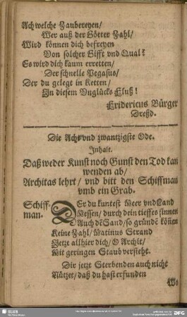Die Acht und zwantzigste Ode