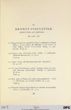 VI. Bronze-Statuetten (Nr. 148-189)