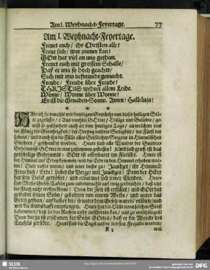 Am I. Weyhnacht-Feyertage