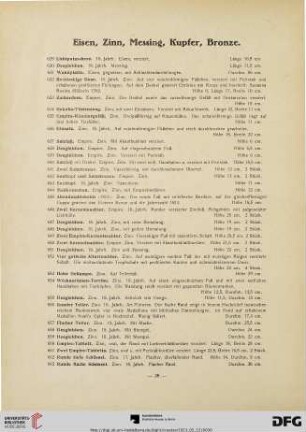 Eisen, Zinn, Messing, Kupfer, Bronze (Nr. 629-756)