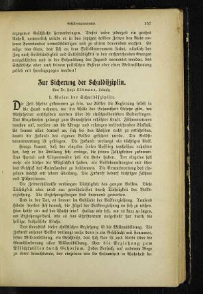 Zur Sicherung der Schuldisziplin