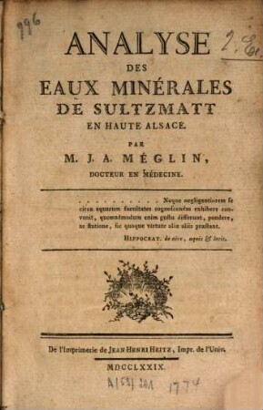 Analyse Des Eaux Minerales De Sultzmatt En Haute Alsace