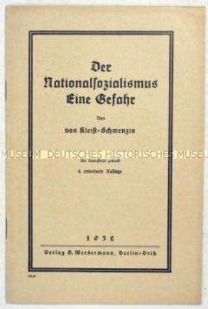 Propagandaschrift der DNVP zur Gefährlichkeit des Nationalsozialismus