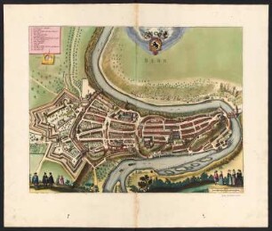 Stadtplan von Bern, Schweiz, kolorierter Kupferstich, ca. 1730 : Bern. - [Amsterdam], s.a. [ca. 1730]. - 1 Plan : Kupferstich ; 39 x 50 cm
